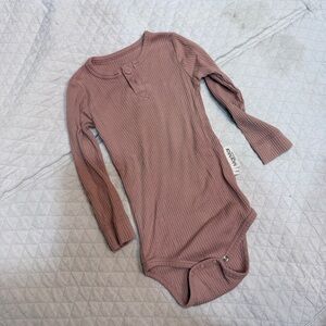 MarMar Copenhagen Ribbed Long Sleeve Onesie in Mauve